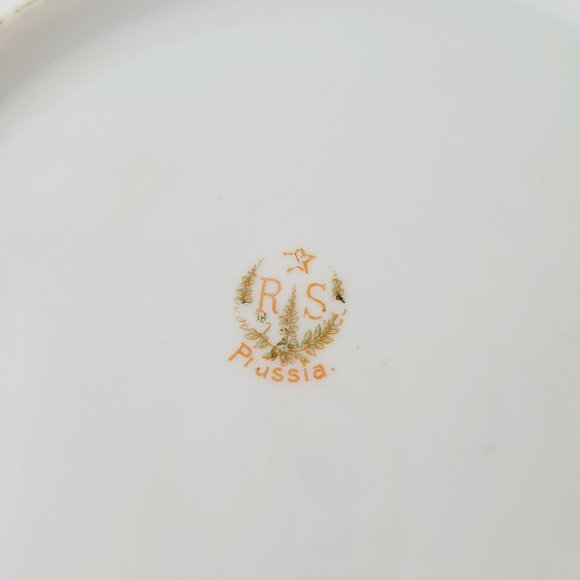 Antique White RS Prussia Floral Bowl Satin Finish Daffodils Fuchsia Hydrangea - Picture 5 of 15